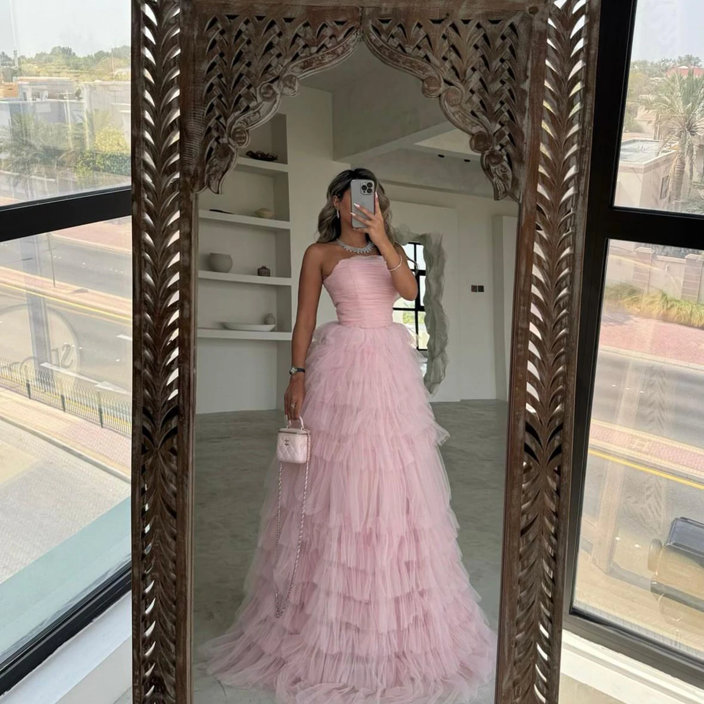 Sharon Said Elegant Pink A-Line Evening Dress with Strapless Ruffles for Women Wedding Party Gown SF405 Customized