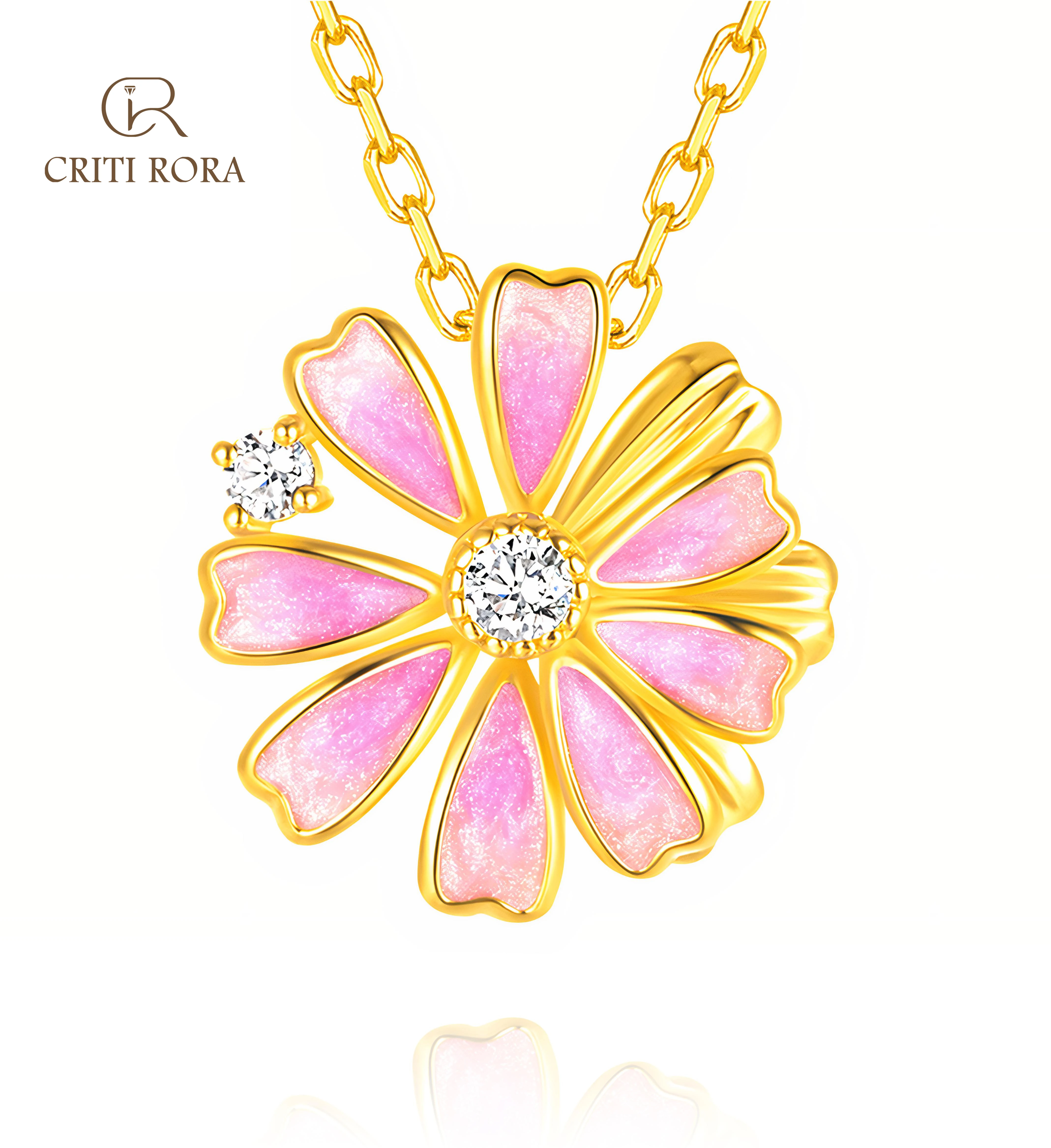 

Ожерелье с подвеской в виде цветка и бриллиантами, выращенное в лаборатории, стерлинговое серебро 925 пробы, позолоченное, дизайнерские роскошные ювелирные изделия для женщин-Criti Rora