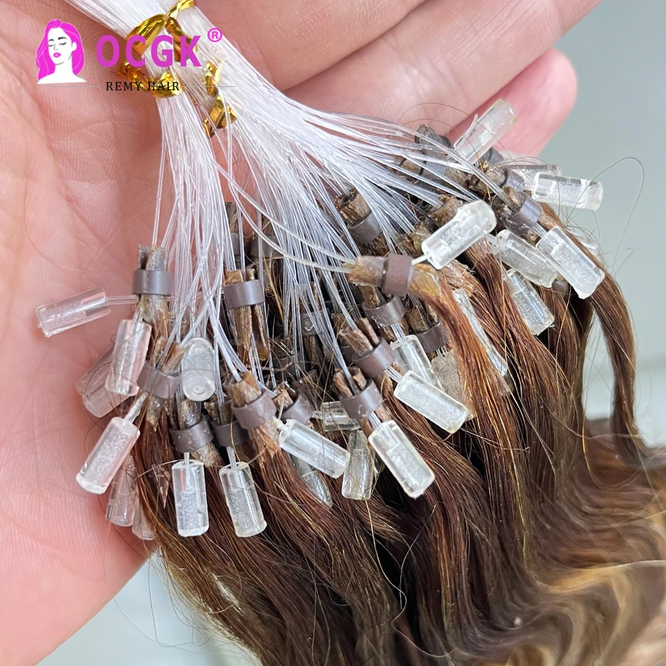 micro loop hair extensions body wave balayage nature real human hair Microlink Hair Extensions Fusion Pre Bonded Hair 50Pcs/Set