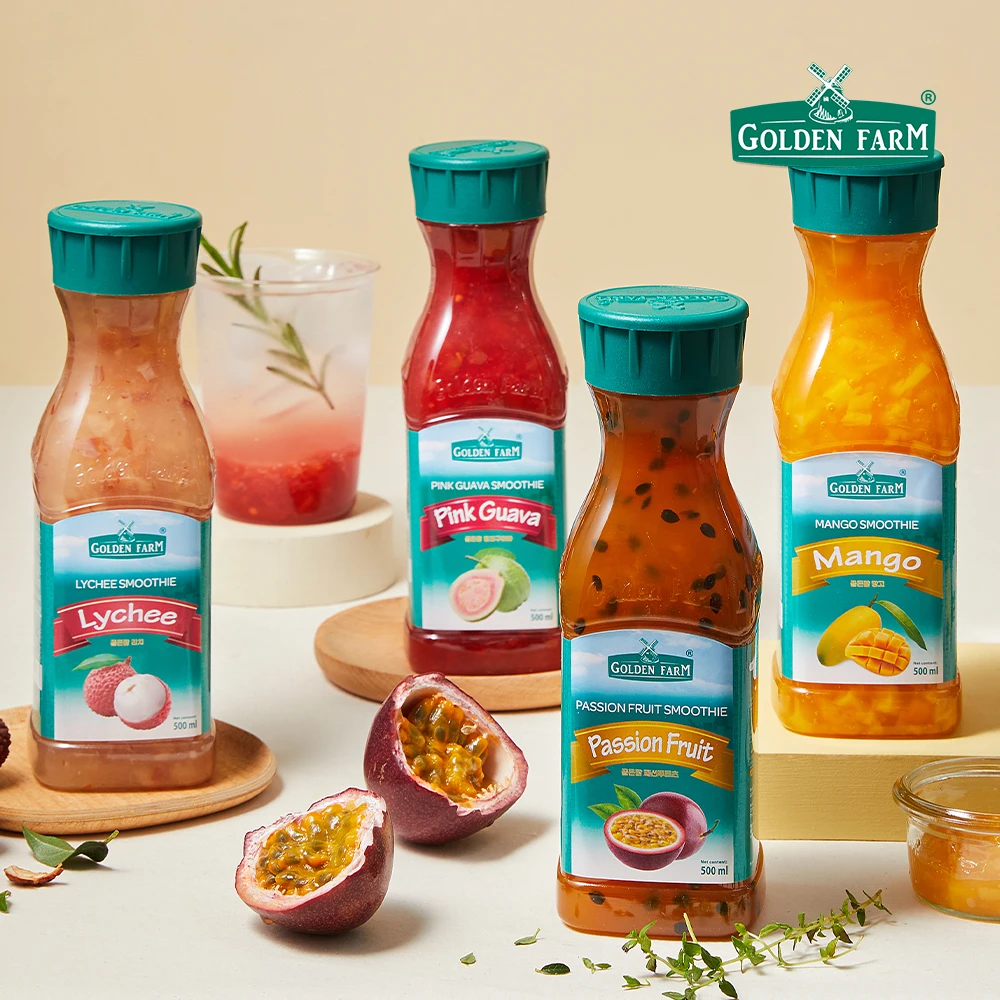 Base de bebida de fruta de granja dorada, 4 sabores, 500ml x 1 botella de plástico (lichi/mango/fruta de la pasión/guava) [base de bebida] [entrega en Corea]