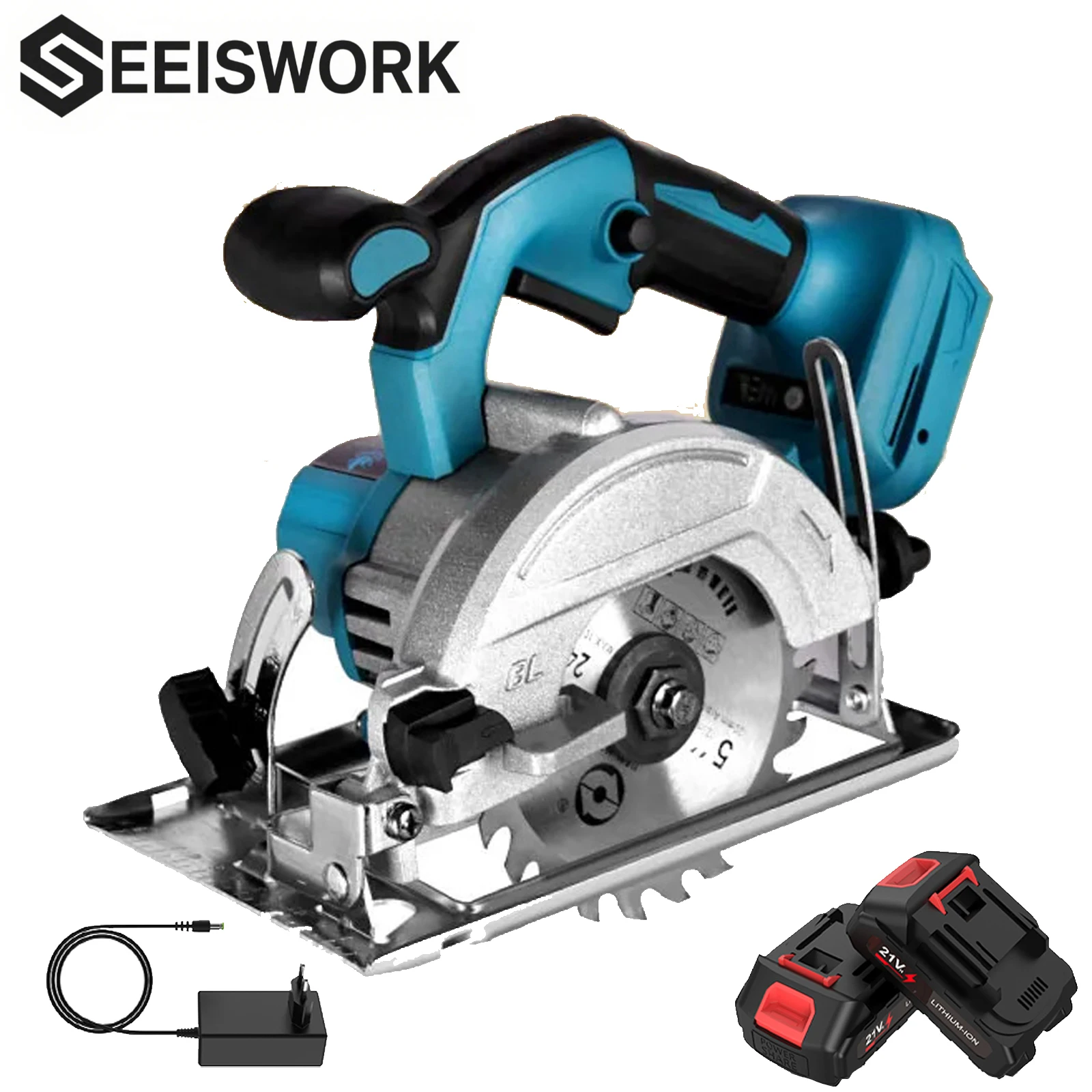SEEISWORK Sega circolare elettrica da 125 mm Motore completamente in rame Tagliatrice per pannelli ad alta potenza con filo Utensili elettrici per la lavorazione del legno