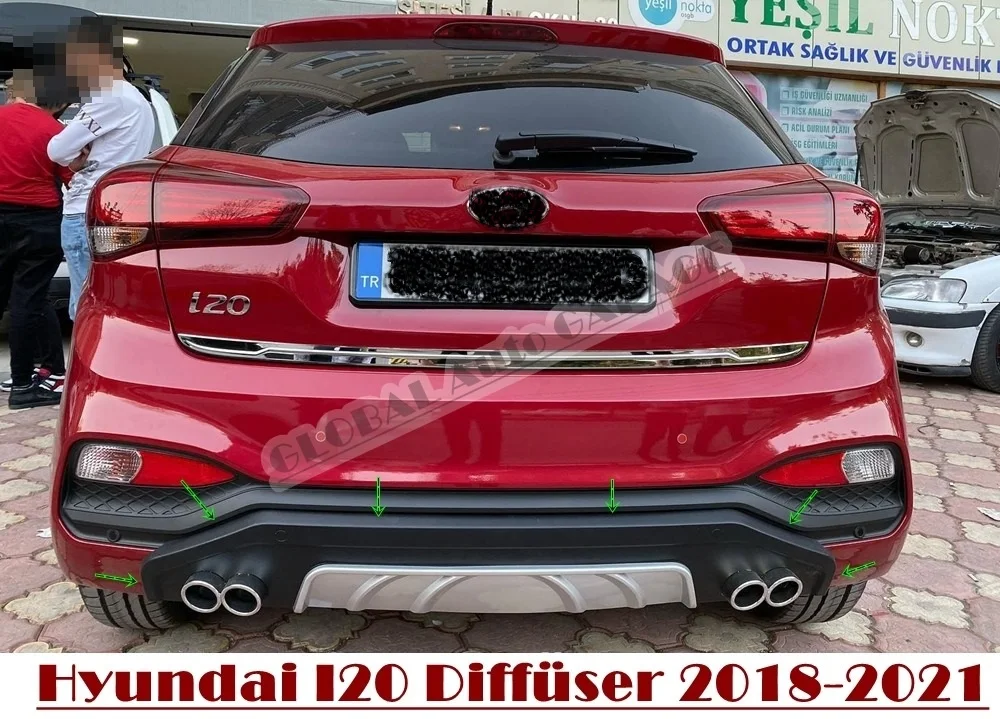 

For Hyundai I20 Diffuser 2018 2019 2020 2021 Rear Bumper Extension Attachment Car Styling Auto Accessory Exhaust Sport Ornament