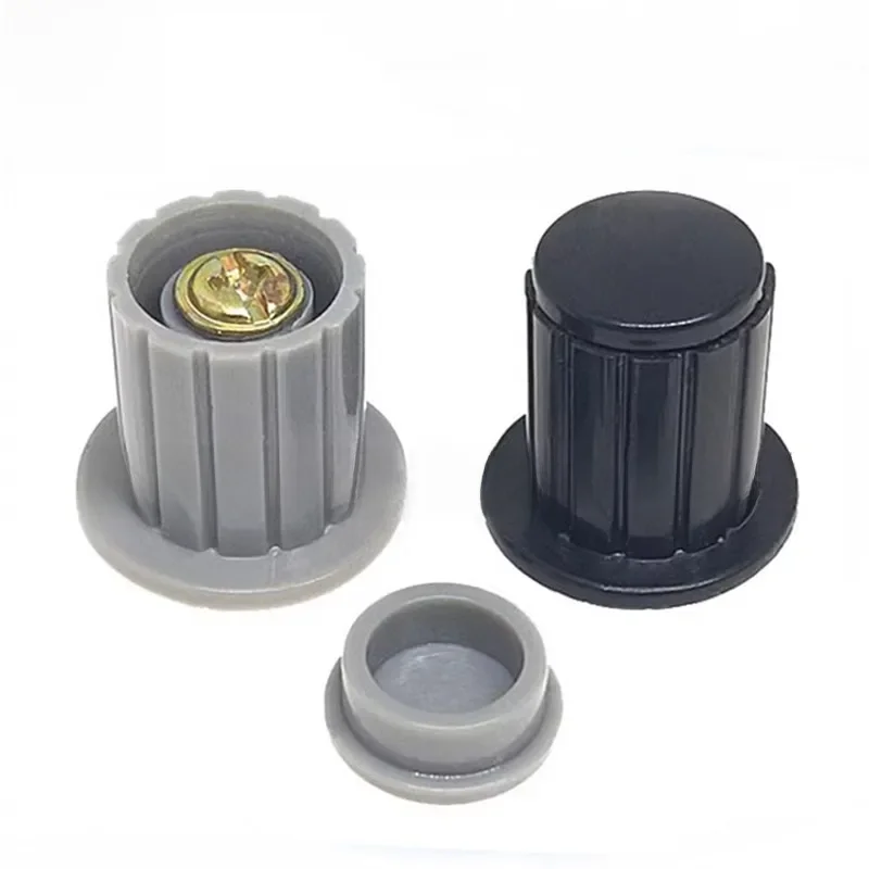 Le capuchon de bouton de bouton noir et gris, 2 pièces, adapté au bouton de potentiomètre spécial WXD3 tournant KYP16-16-4 16x16, trou de capuchon de bouton 4MM