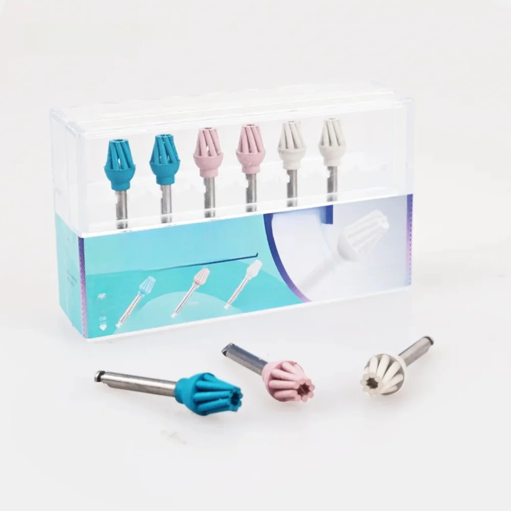 6 sztuk/pudło gumowy zestaw do polerowania diamentowego Helicoid do kompozytowych tarcz polerskich CA 2.35mm polerka porcelanowa materiał dentystyczny — zdjęcie 2