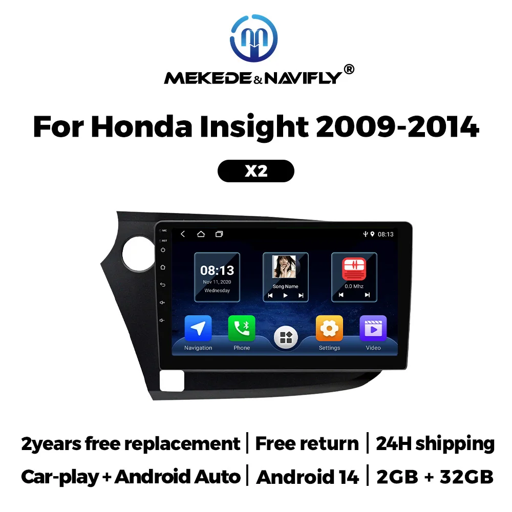 

NAVIFLY&MEKEDE NEW Android 14 2DIN Car Radio For Honda Insight 2 2009-2014 Multimedia Player Stereo Wireless Carplay Auto BT