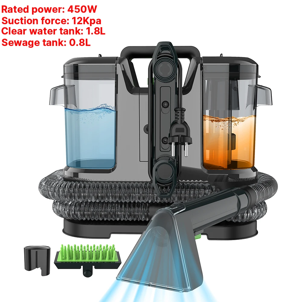 Tragbare Teppichreiniger-Maschine, 750 W, 15 kPa, multifunktionaler Handmilbenentferner, Sofa-Teppich-Nassreiniger für Sofa, Autositz