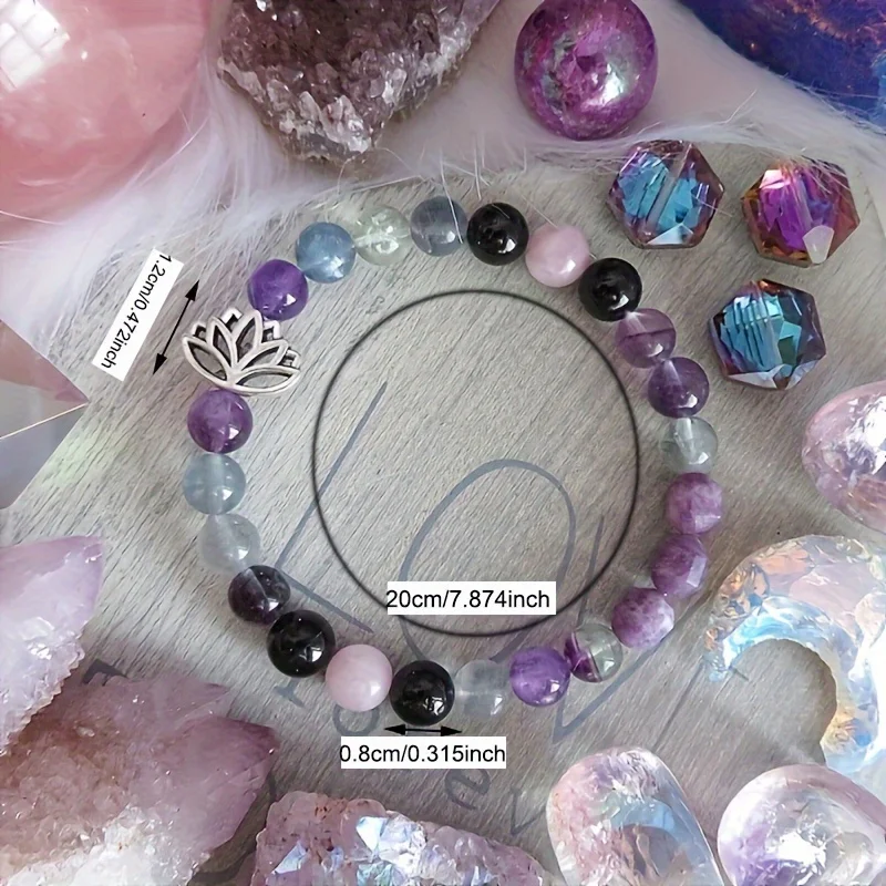 1pc/Lotus Charm Fluorite Amethyst Amethyst Stone Beaded Bracelet Inspiration and Healing Bracelet Jewelry