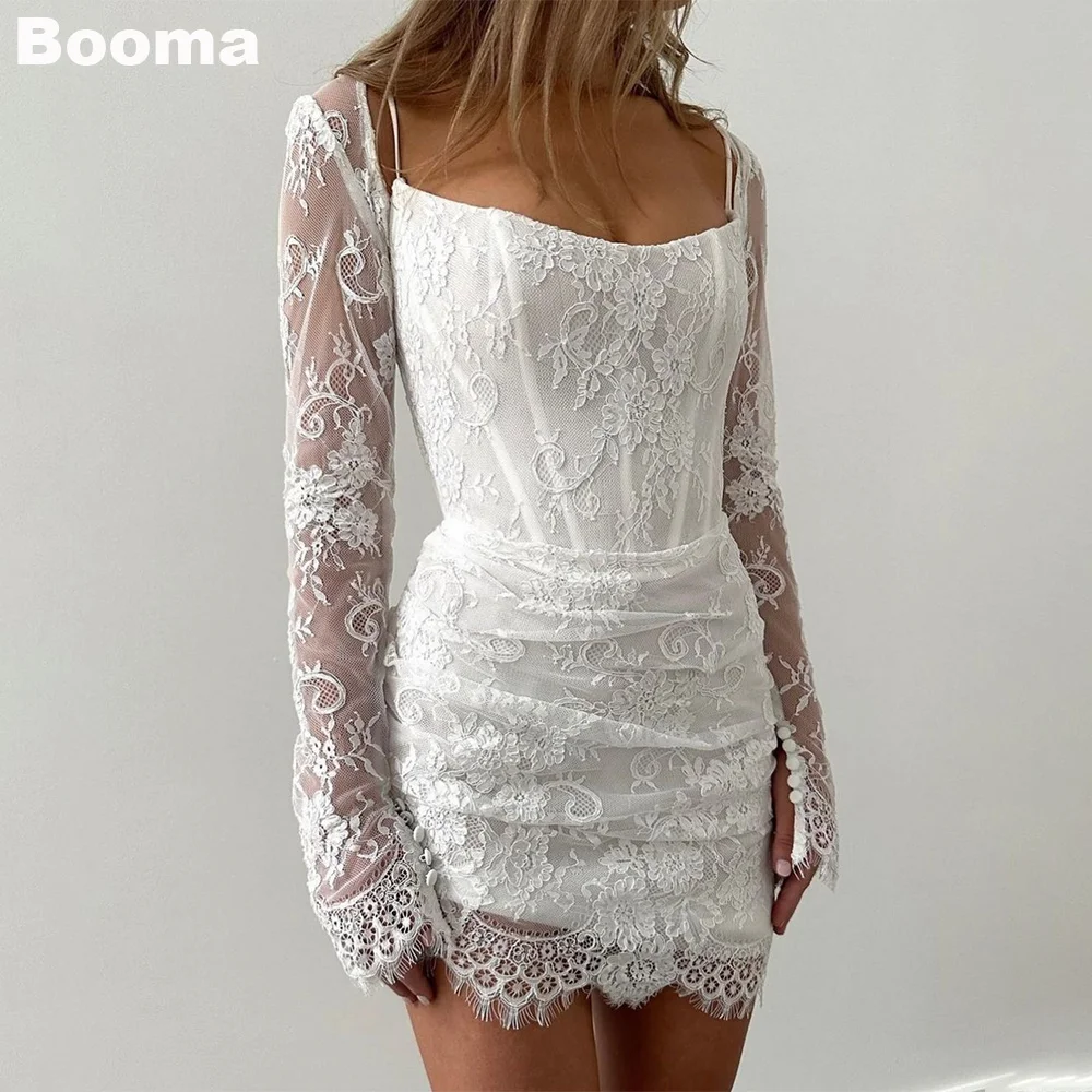 

Booma Short Lace Mermaid Brides Prom Dresses for Women Spaghetti Straps Wedding Party Dresses Bridals Cocktail Gowns