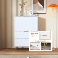 4 Drawer Chest Gold Feet Sideboard White Modern wardrobe Bedroom living room Hallway