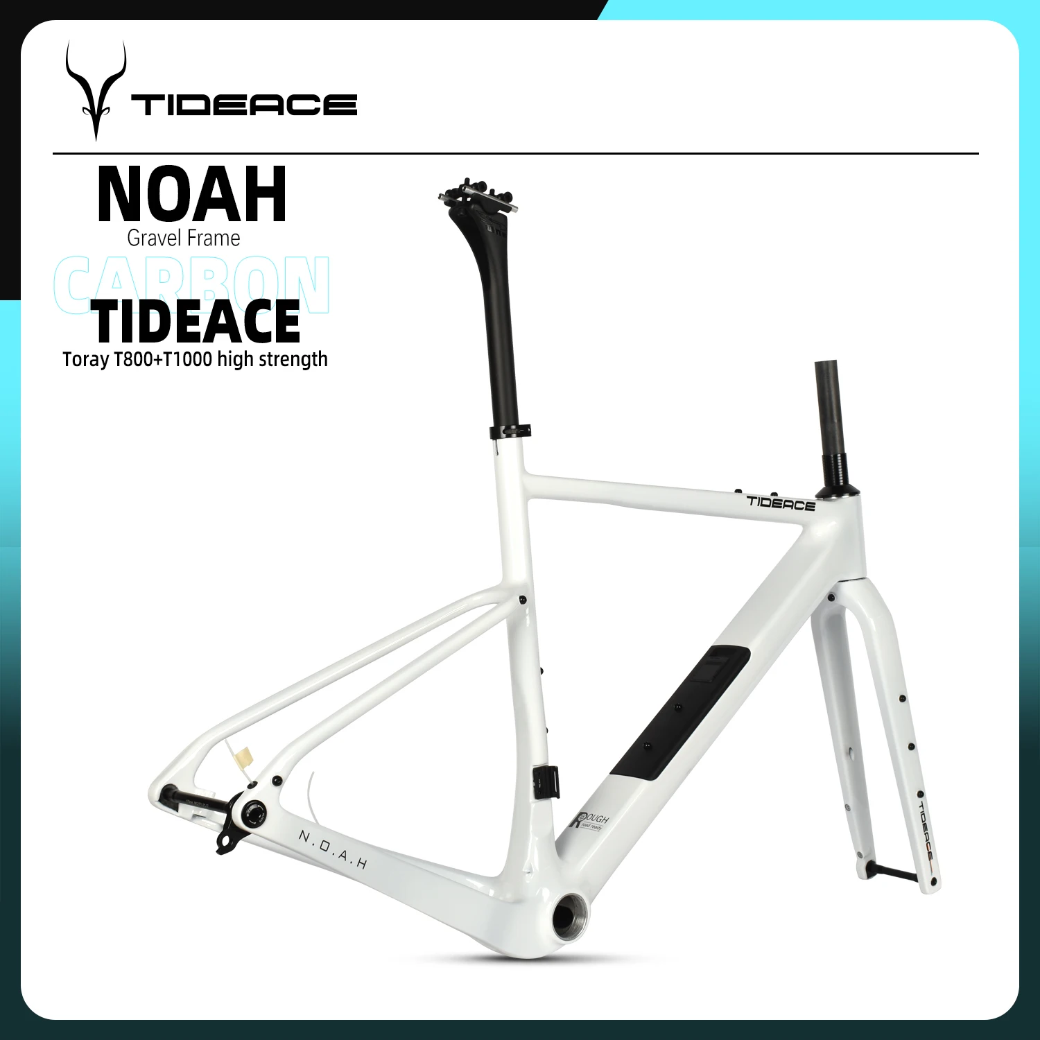 

UDH Hanger Gravel Frame Full Carbon Fiber Gravel Bicycle Frameset Disc Brake Max 700x50C Tires T47 Tideace Bike Frames