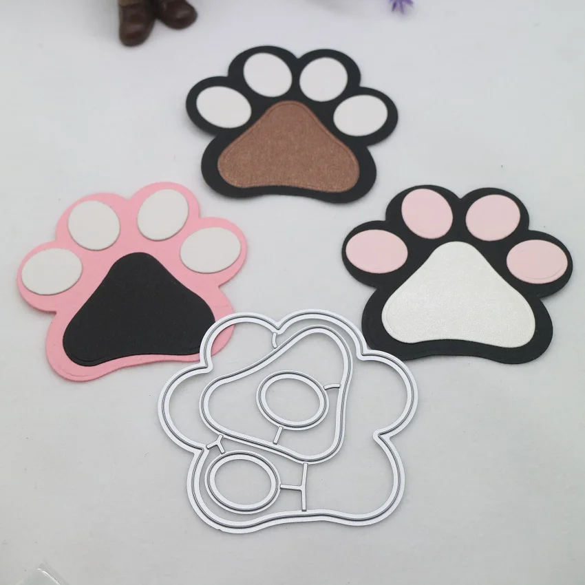 Cute Dog Cat Paw Cutting Dies for Scrapbook Seal DIY Manual Photo Album Production Tool Carbon Steel Tags Bones Die