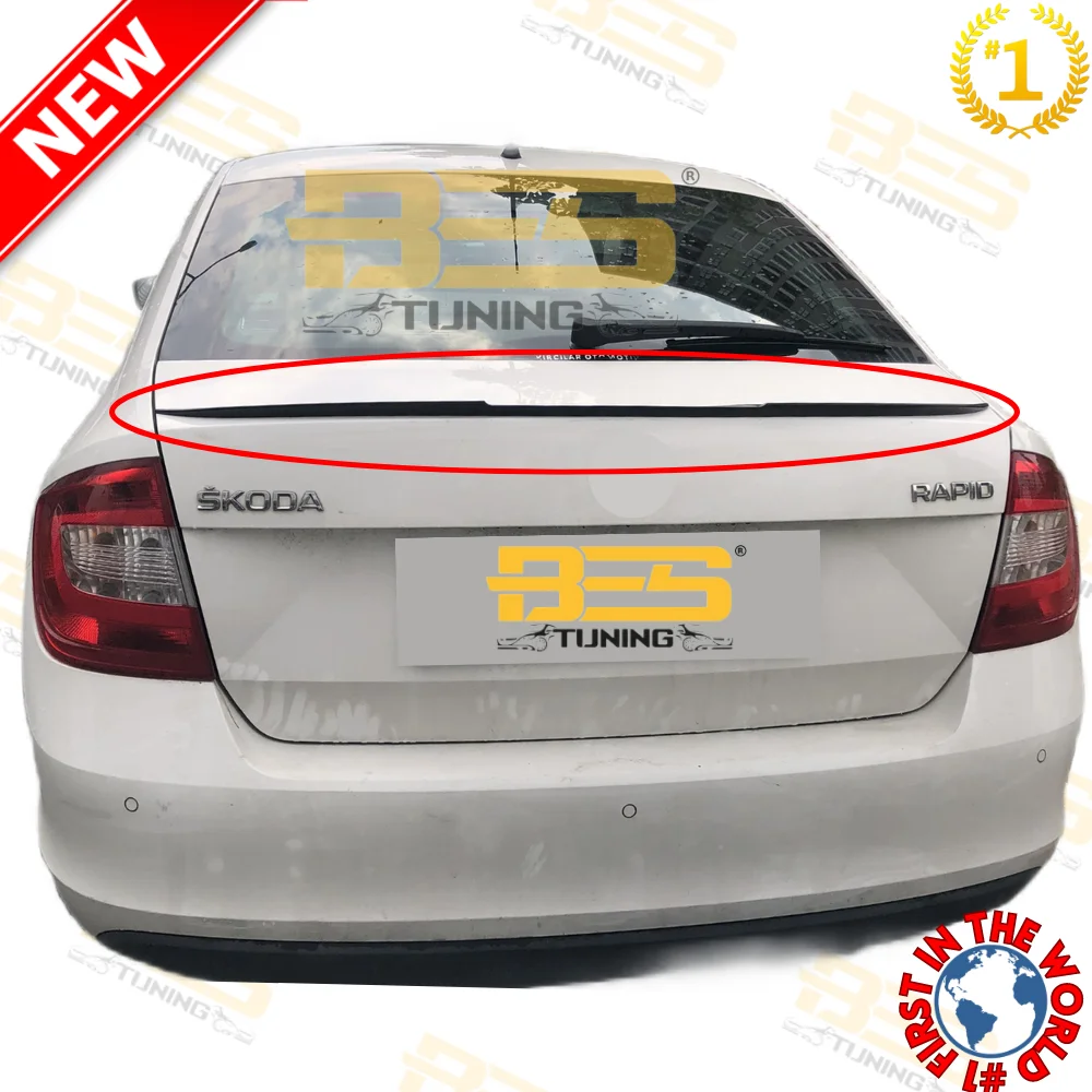 NEW Rear Trunk Bat Style Spoiler For Skoda Rapid Car Accessories Lip Plastic Glossy Black Wing ExterioSport Tuning