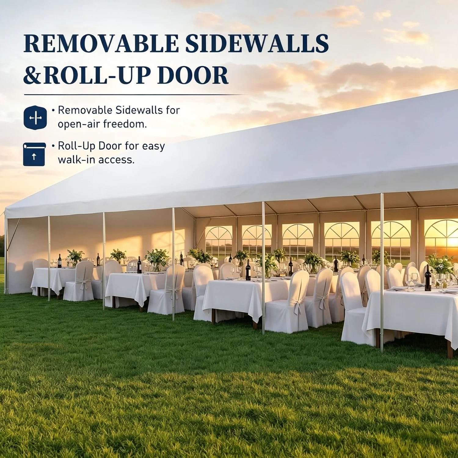 Nordivale 40x20ft Heavy Duty Party Tent with Removable Sidewalls, Waterproof Commercial Canopy for Wedding Outdoor BBQ Camping, White Event Tent view 4