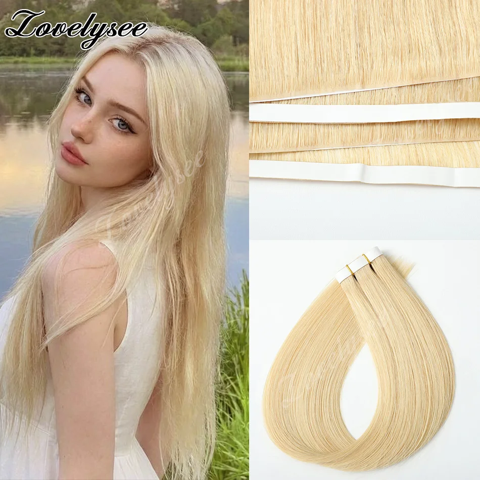 

80Cm Wide Injection Pu Weft Tape In Weft Hair Extensions 50G Cuticle Aligned Hair Natural Blonde Tape Weft Human Hair