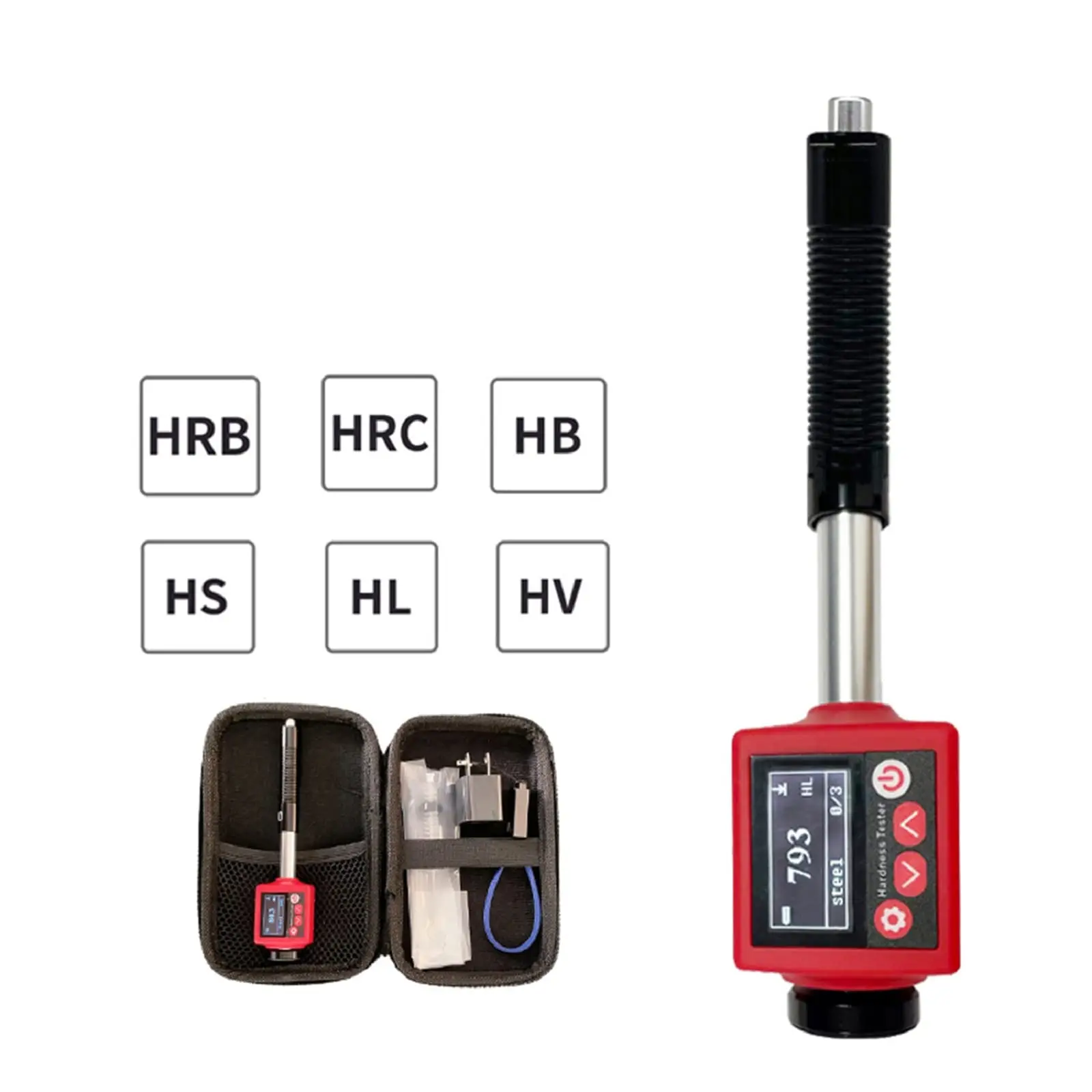 6-in-1 Metal Leeb Hardness Tester for Alloy Tool Steel Stainless Cast Iron Copper-zinc-Aluminum Alloy Forged Steel Metal HL, HV,