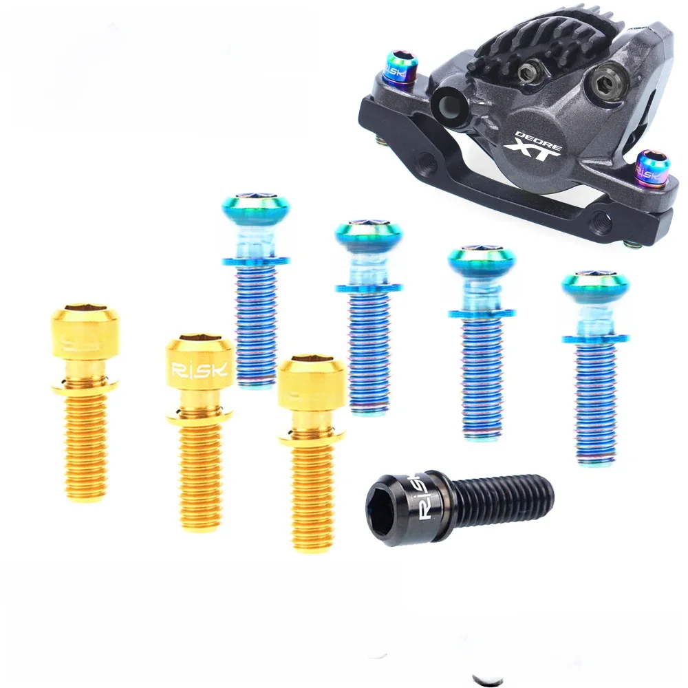 AliExpress RISK 4pcs M6x18 M6x20mm Titanium Bolt with Washer for Bicycle Hydraulic Disc Brake Caliper MTB Road Bike Crank Stem Fixed Screws