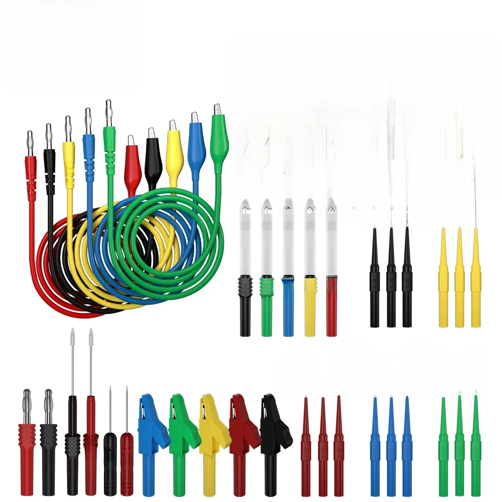 JZDZ 41PCS Zestaw przewodów pomiarowych do multimetru 4MM Wtyczka bananowa do zacisku krokodylkowego Przewód pomiarowy z sondami do przekłuwania przewodów Zacisk krokodylkowy 80013 — zdjęcie 2