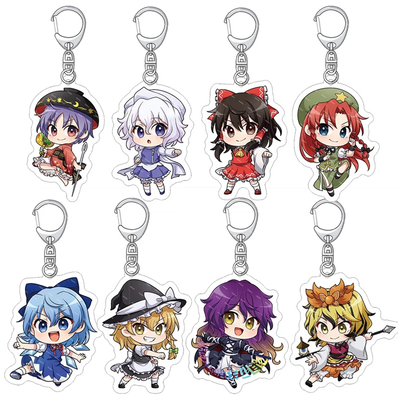 Touhou Project Game Acrylic Keychain Kirisame Marisa Hakurei Reimu Anime Cosplay Figures Bag Accessories Keyring Prop Fans Gifts