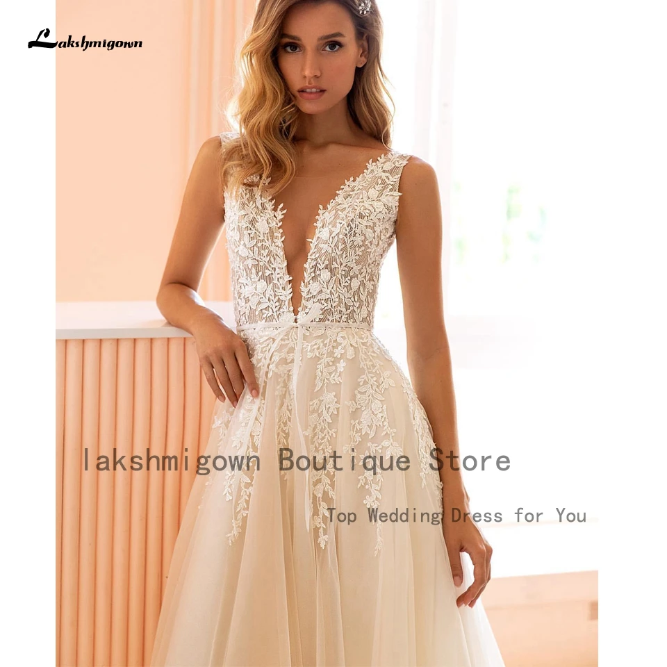 Lakshmigown abito da sposa di lusso con scollo A V Appliques di pizzo principessa da sposa una linea Boho abiti da sposa 2024 Novia Vestido