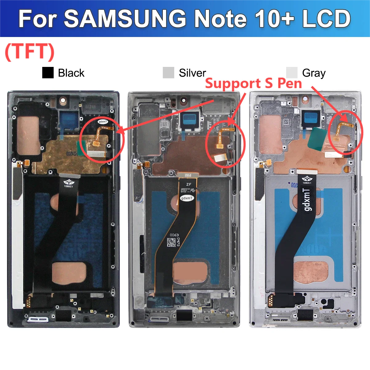 Tela LCD Touch Screen com Aro para Samsung Note 10 Plus 5G N976F