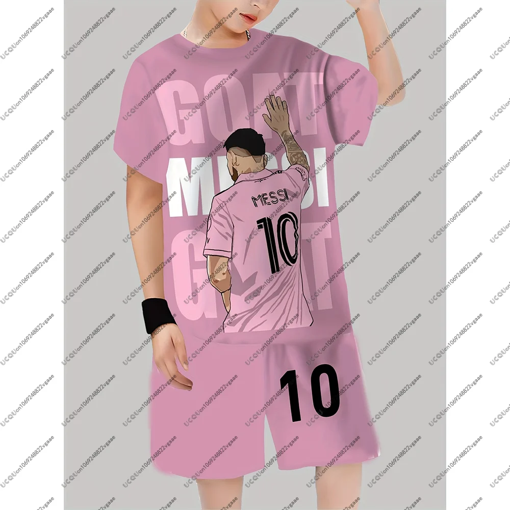 

Football Jersey Tee Boy Sport Breathable Shorts Pullover Set Soccer Casual T Shirt Outdoor Messi 10 Men Kid Gift Male Train Top