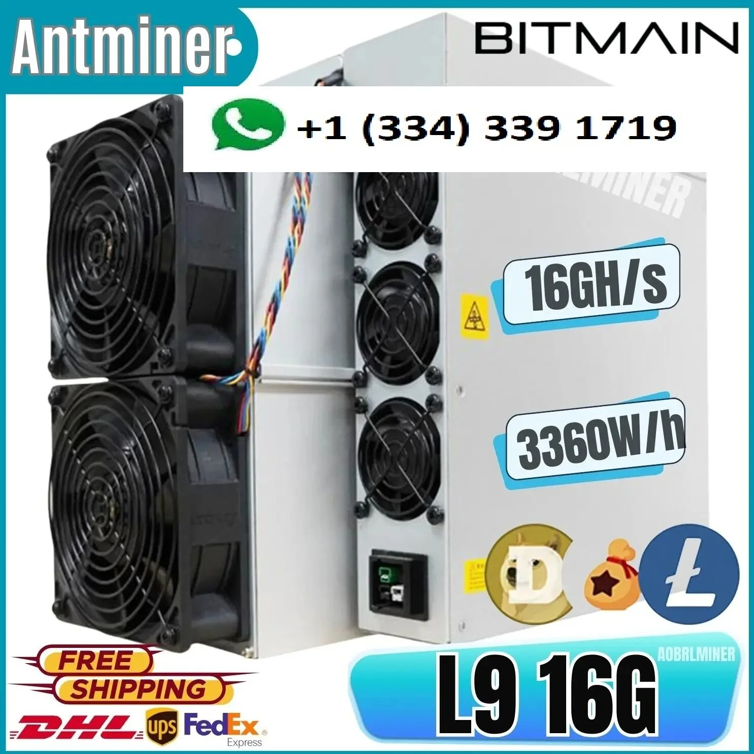 П. ГОТОВ К ОТПРАВКЕ КУПИТЬ 2 ПОЛУЧИ 1 БЕСПЛАТНО Bitmain Antminer L9 16GH 3360W Scrypt ASIC Miner Crypto Mining Machine Включает источник питания