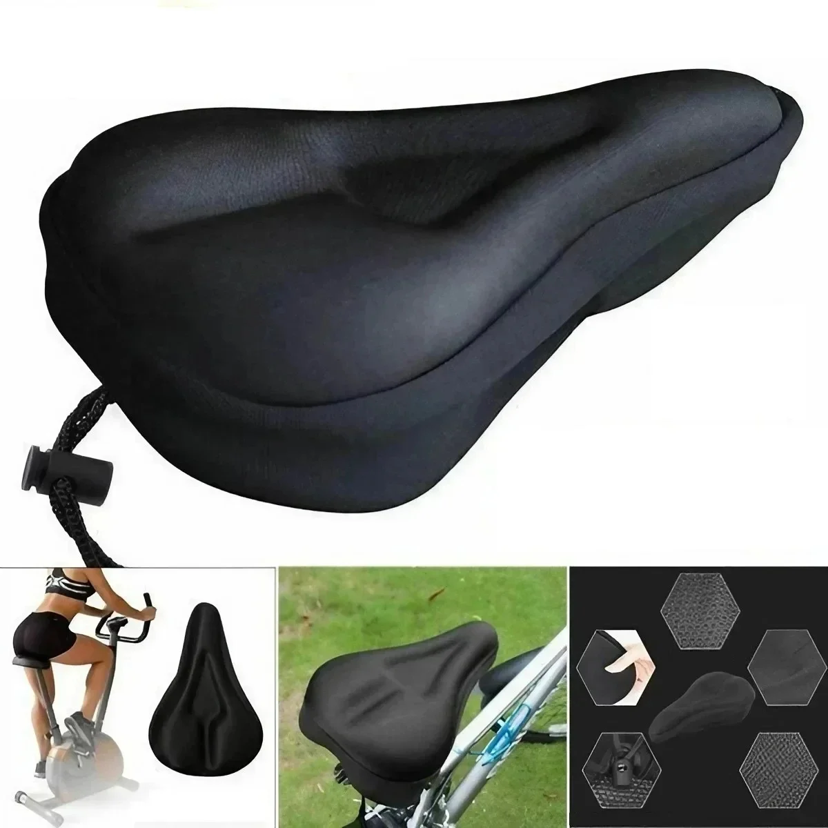 AliExpress NONE Bicycle Saddle 3D Bike Seat Cover Padded Wide Gel Soft Pad Exercise Bike Seat Cushion Wide Foam Mountain Bicycle Seat Cushion