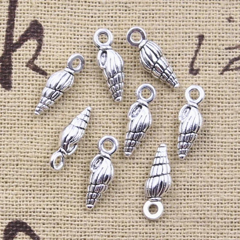 50 sztuk Charms piękna muszla 14x5mm antyczne srebro kolorowe wisiorki DIY rzemiosło dokonywanie ustaleń ręcznie robiona biżuteria tybetańska — zdjęcie 2