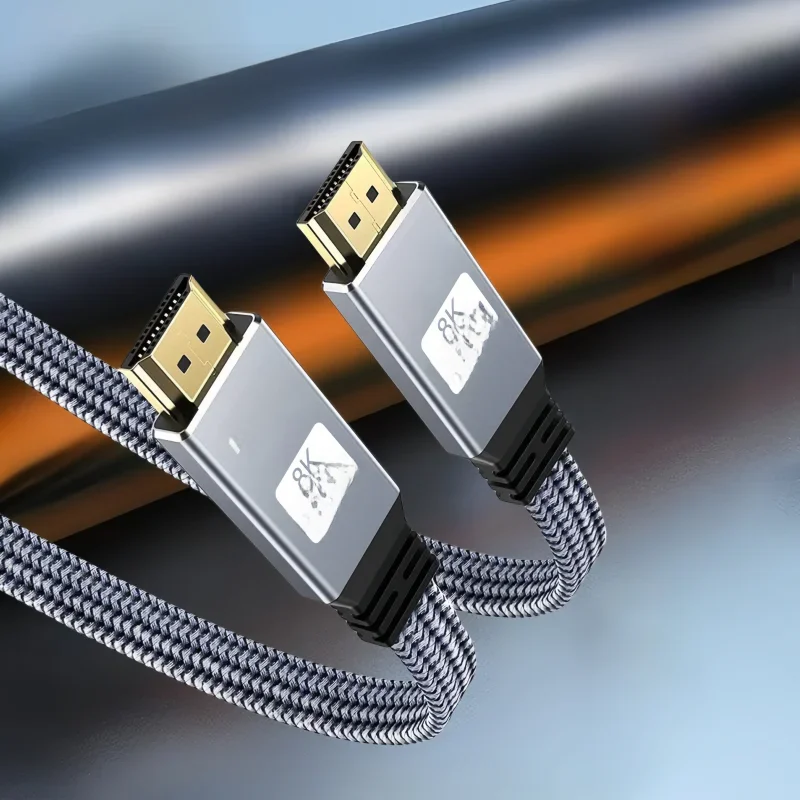Câble plat HDMI 8K 48Gbps haute vitesse 8K60 4K120 144Hz cordon HDMI 2.1 tressé 3D eARC HDCP 2.2 et 2.3 Compatible avec Roku TV/PS5