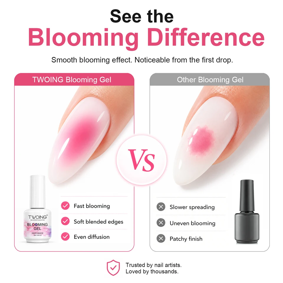 TWOING Blooming Gel 15ml UV LED Remojable, Efecto de Expansión de Color, Diseño Mármol, Acuarela, DIY 5