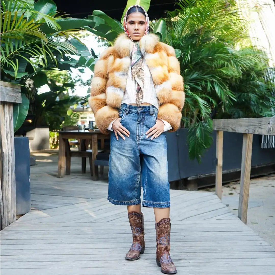 Fashion Short Natural Red Fox Fur Jacket Stand Collar Long Sleeve High Quality Wholeskin Genuine Fox Fur Coats Winter Outwear