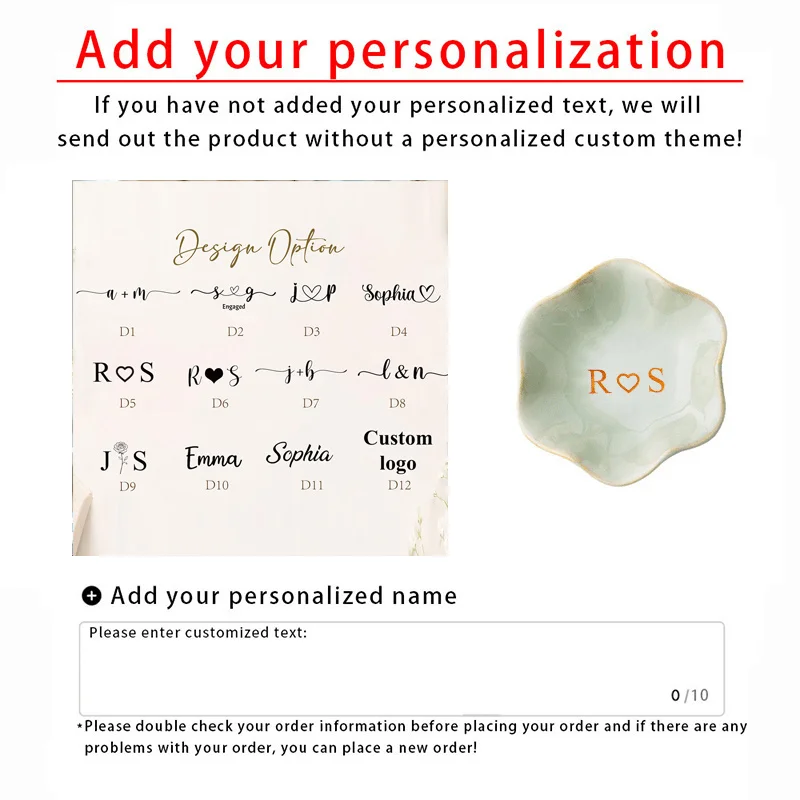 Personalized Ceramic Ring Dish with Custom Monogram