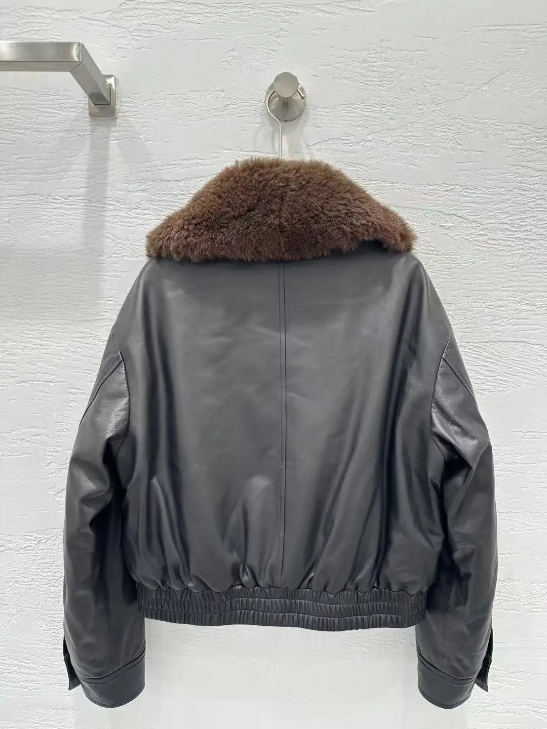 캐주얼 여성 가죽 재킷 양털 칼라