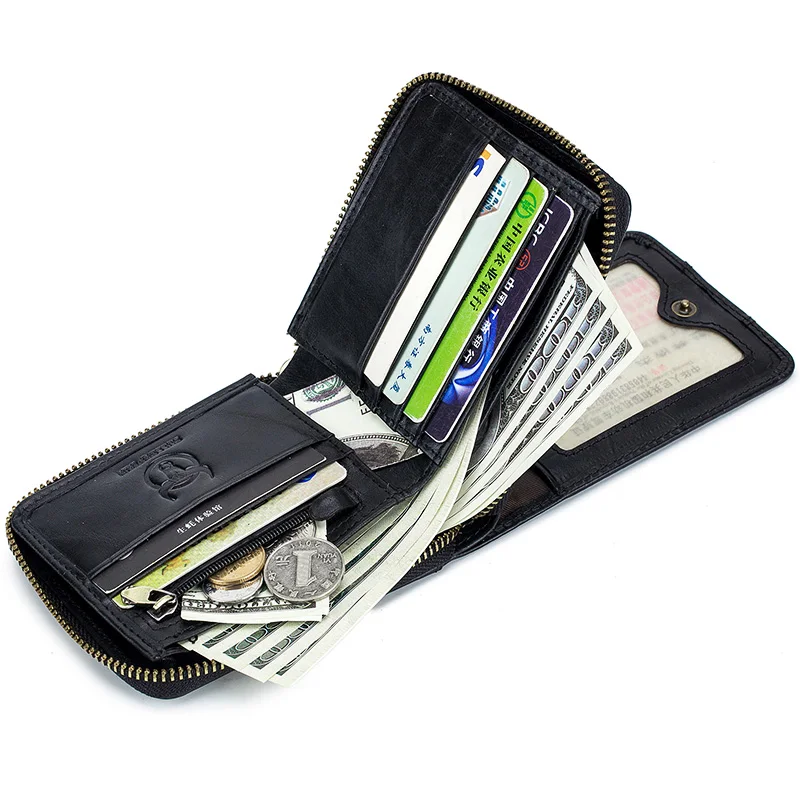 BULLCAPTAIN Vintage Style Wallet Genuine Leather Wallest Male Purse Card Holder High Quality Wallet for Boyfriend Husband Father