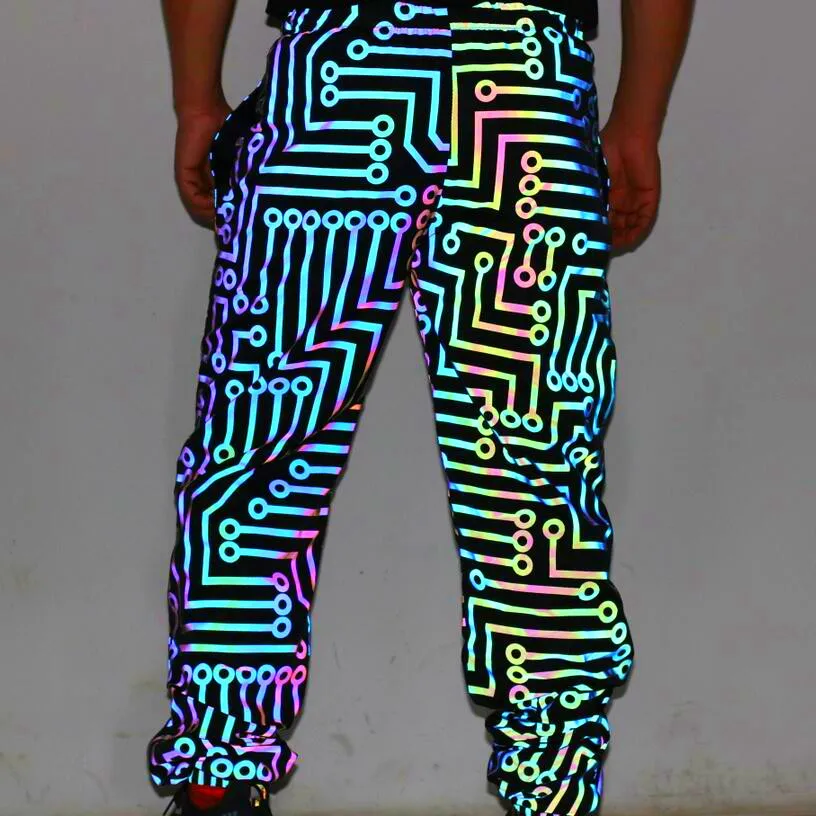 Holographic Men Reflective Geometric \