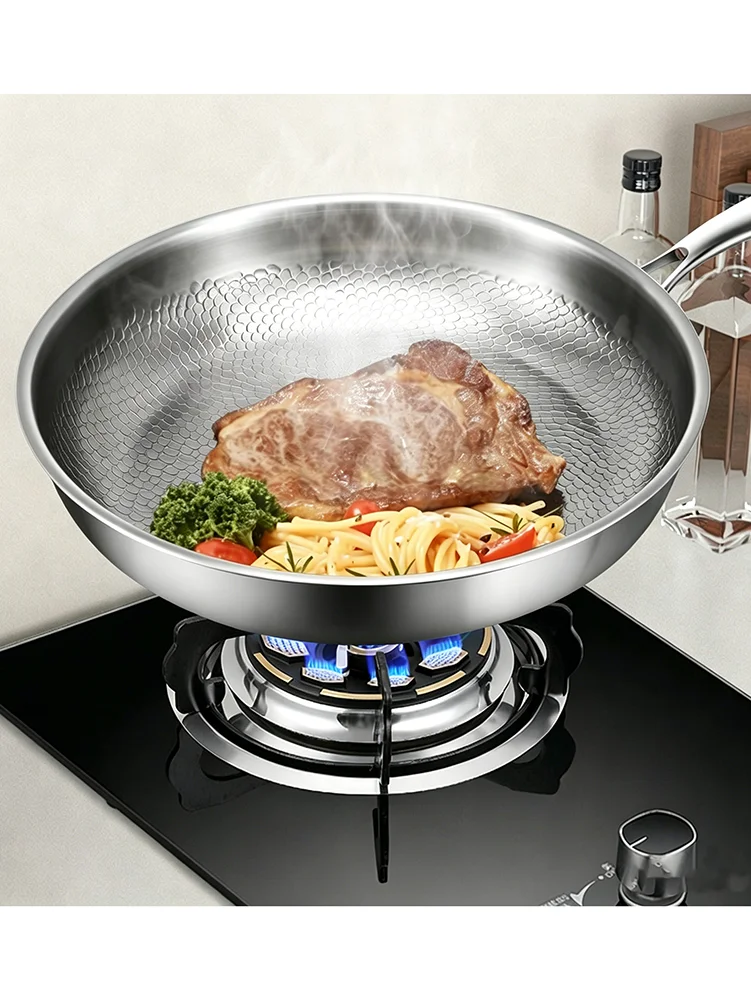 30cm Bratpfanne Unbeschichtet mit Fischschuppen-Hammermuster aus Reintitan Antihaft-Pfanne für Haushalt Steakpfanne Küchen-Kochgeschirr