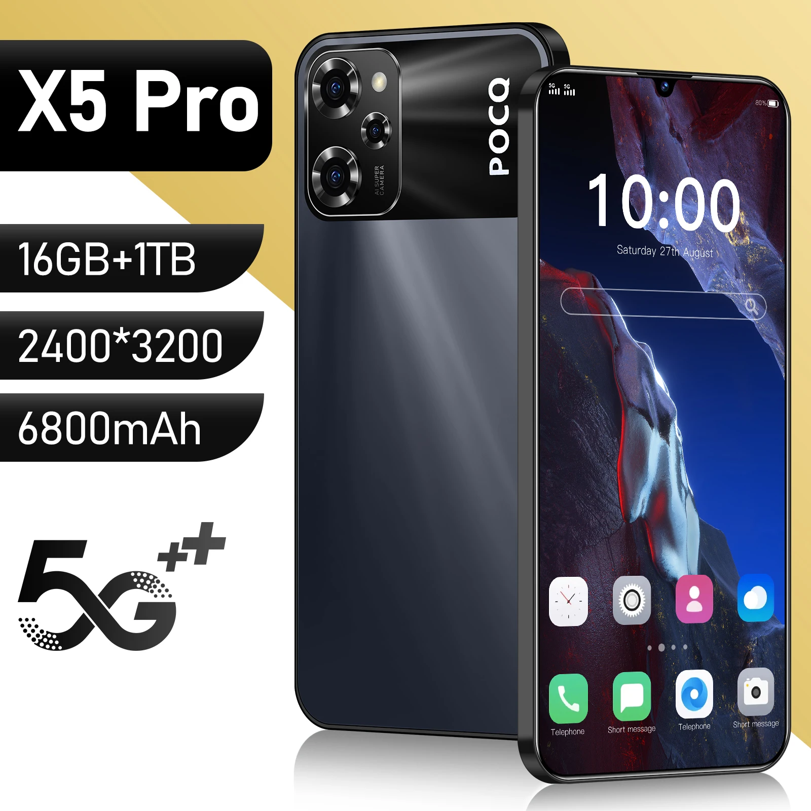 

2025 Hot Original For Brand X5 Pro 7.3 HD Screen Smartphone android 16G+1T Celulares Unlocked 108MP 6800mAh 5G Cell Phone