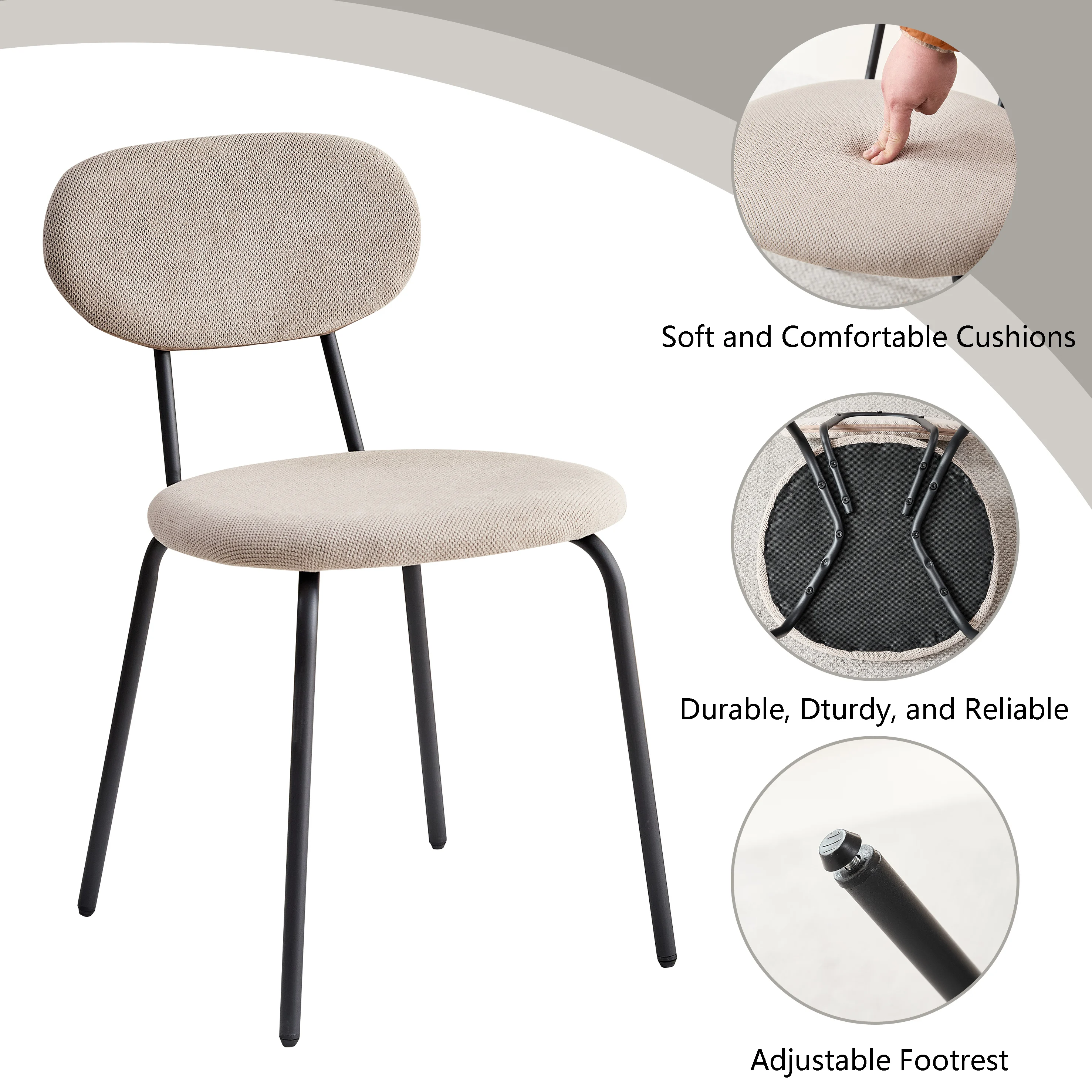 Set aus 4/6 nordischen Esszimmerstühlen mit Eisenbeinen, gepolstert, schlicht, hochwertig, stapelbar für Wohnzimmer/Wartezimmer/Bar/Restaurant – Detail 5
