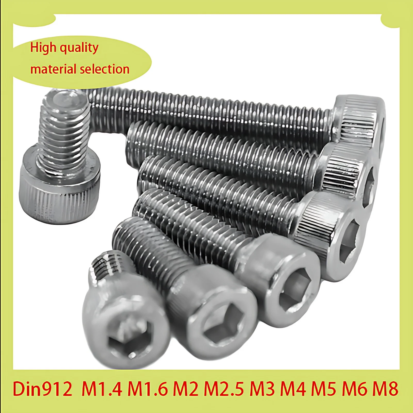 

10/50pcs M1.4 M1.6 M2 M3 M4 M5 M6 M8 304 A2 Stainless Steel Hexagon Hex Socket Cap Allen Head Bolt Screw DIN912