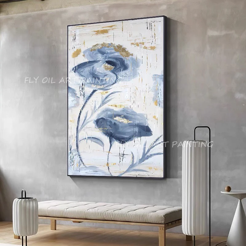 Flower Simple Landscape Hand Painted Canvas Oil Paintings Abstract Wall Pictures Nordic Art Living Room Home Decor Frameless