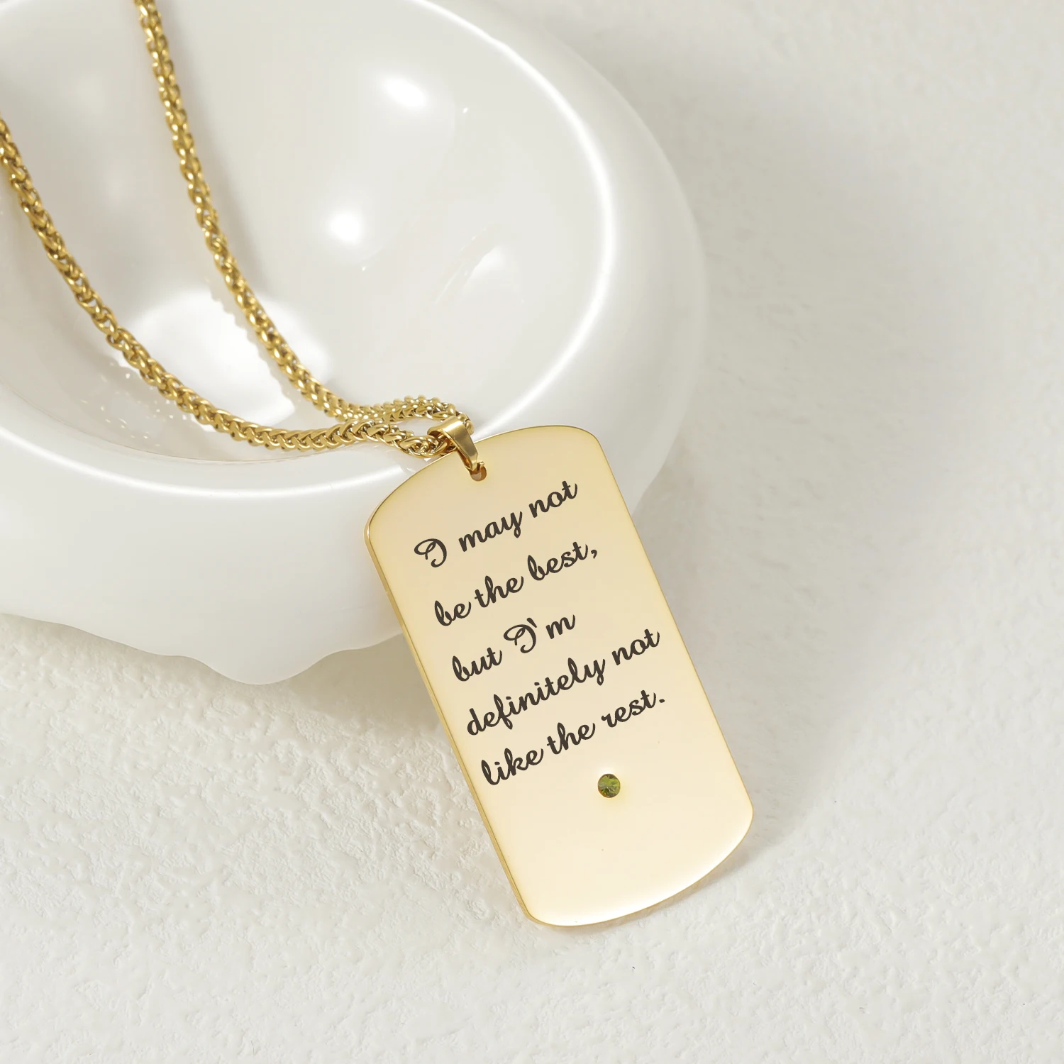 

Personalized Engraved Military Birthstone Necklace Stainless Steel Token Pendant 18K Gold Plated Jewelry Birthday Friend Gift