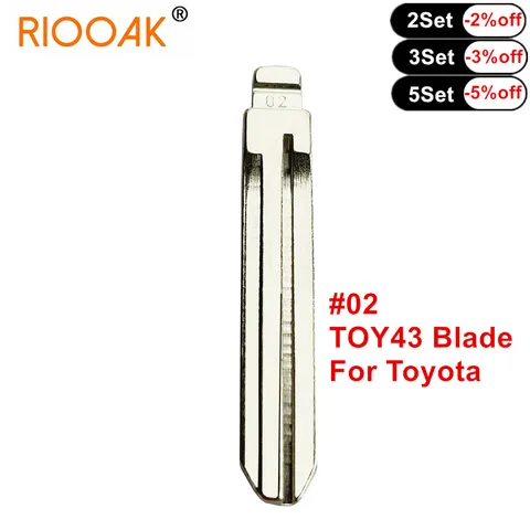 10 шт # 02 NO.02 TOY43 пустой KD сменный лезвие ключа автомобиля для Toyota Corolla Crown Camry Highlander Corolla Vios Fukuda...