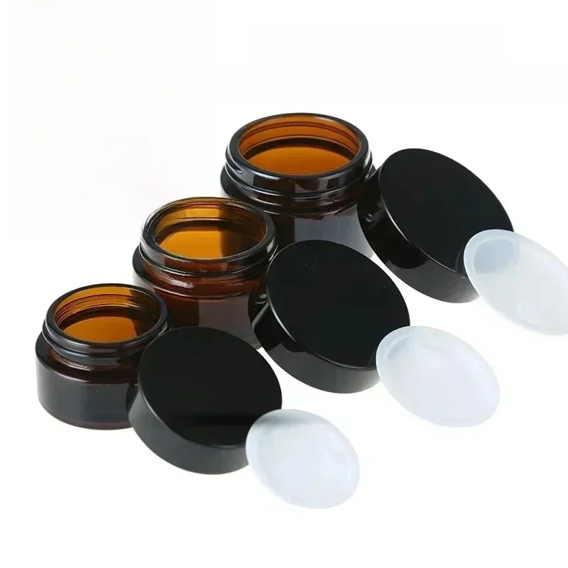 Récipient en verre ambre africain, pot cosmétique pour la gratitude, baume pour le visage, crème pour les mains, étuis illables quotidiens, bouteille, 5g, 10g, 15g, 20g, 30g, 50g