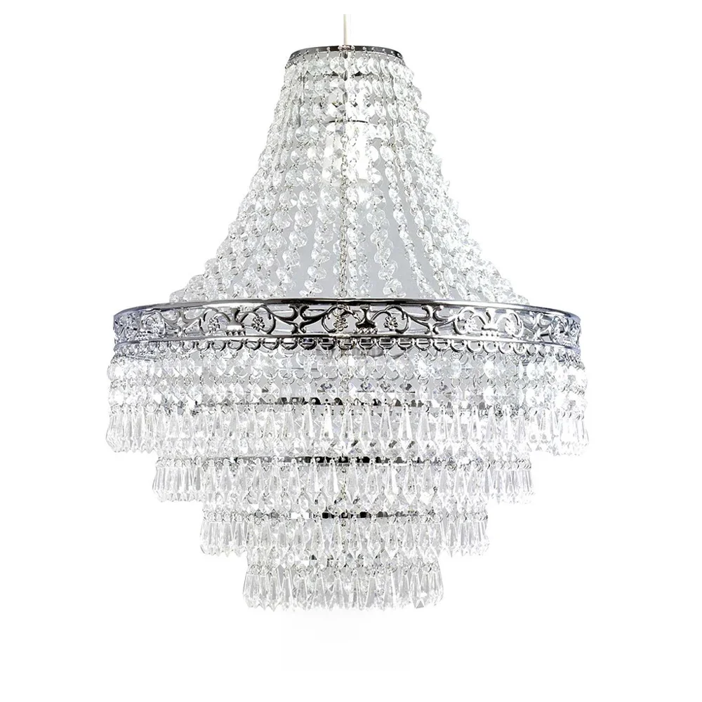 Blenheim 47 cm en plastique grand abat-jour de lustre en acrylique facile à installer pendentif gouttelettes abat-jour sans ampoule (sans kit de cordon de lumière)