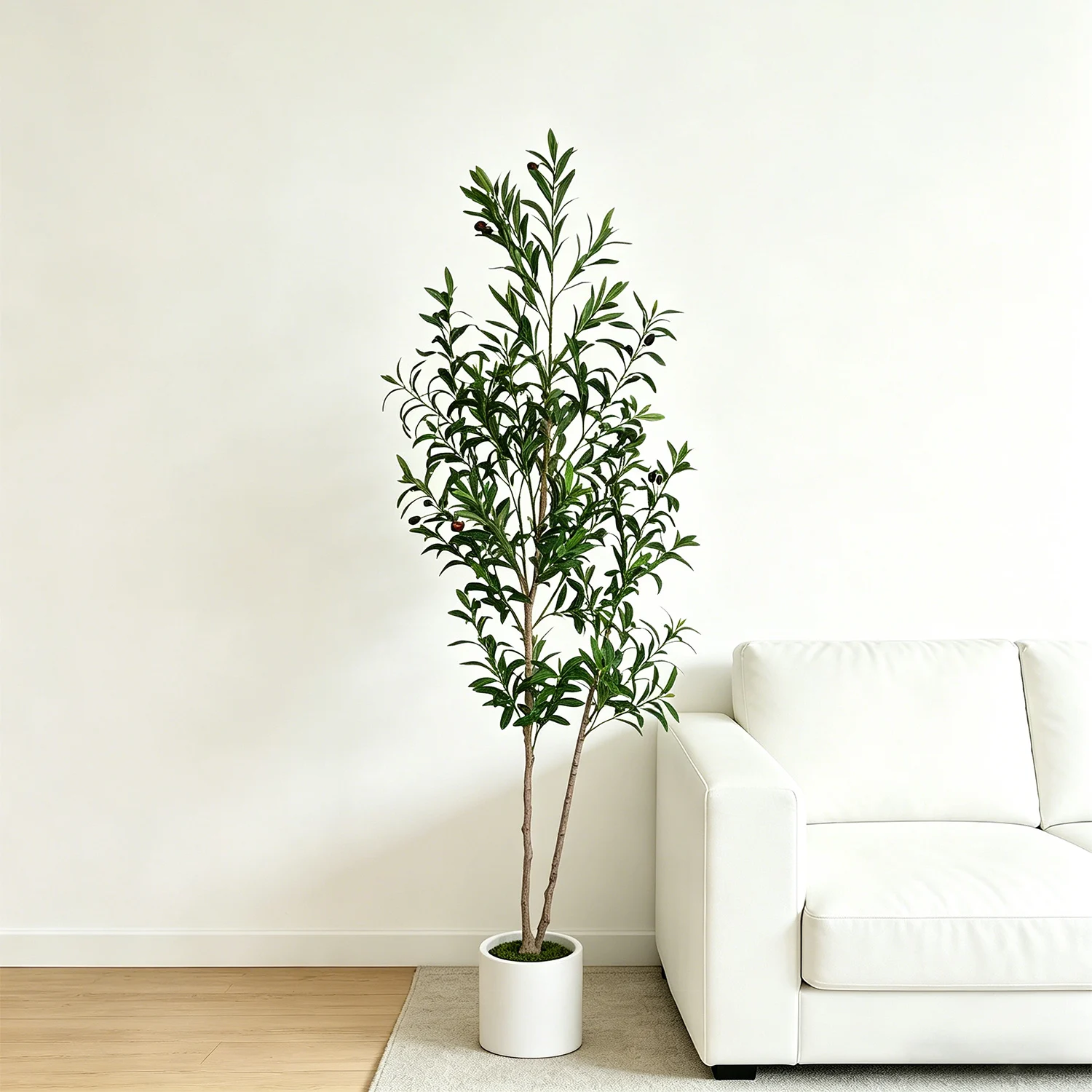 

4.8-5.9ft Double Trunk Artificial Olive Tree Fake Plant for Home Living Room Indoor Outdoor Home Decoration