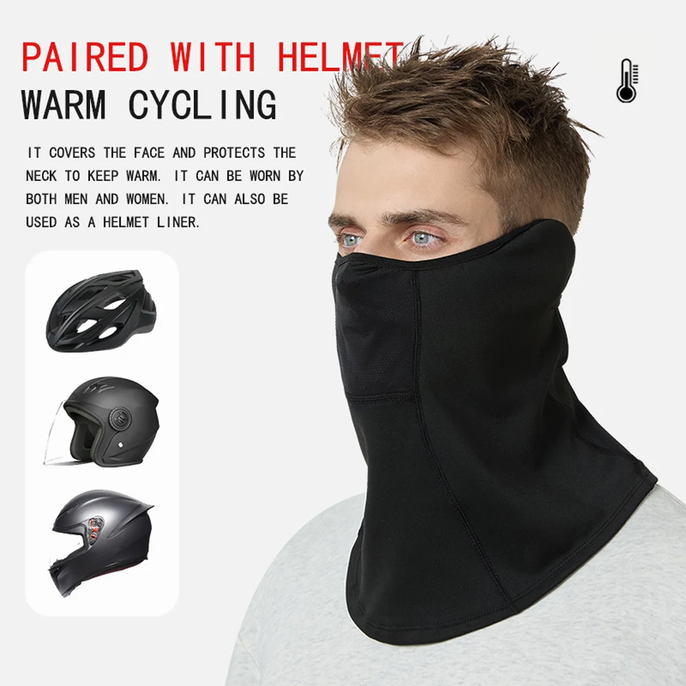 Inverno ciclismo máscara quente ao ar livre máscara grossa à prova de frio pescoço colarinho proteção facial pescoço capa de lã engrossado cabeça capa masculina um