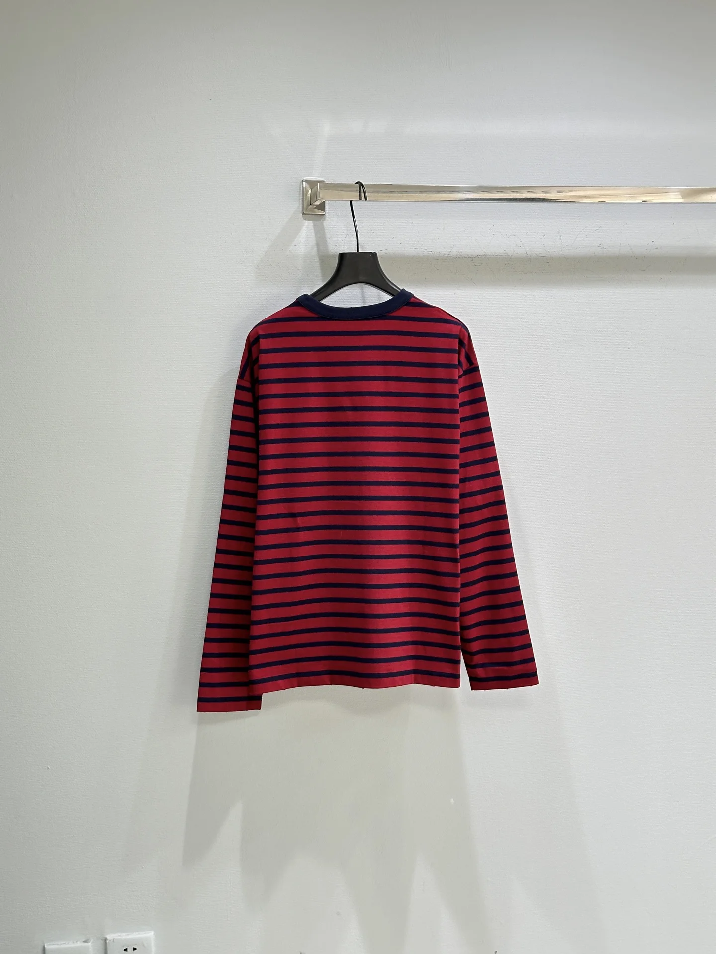 

New Ladies High Quality Fashion Round Neck Striped Cotton Oversize Sleeve Long-sleeved Top