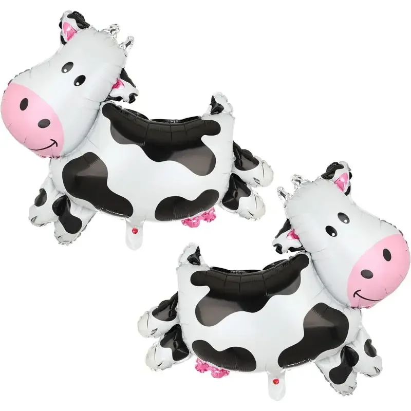 Ballons en aluminium de vache, 2 pièces, ballon à hélium en forme de vache pour ferme, décoration de fête d'anniversaire, réception-cadeau pour bébé, fournitures de fête à thème d'animaux de ferme