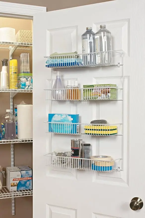 4-Tier Wall Rack, 18 Inches Wide, White, Ideal for Home Organization, Durable, Perfect for Closet or Pantry Use, Easy to Install