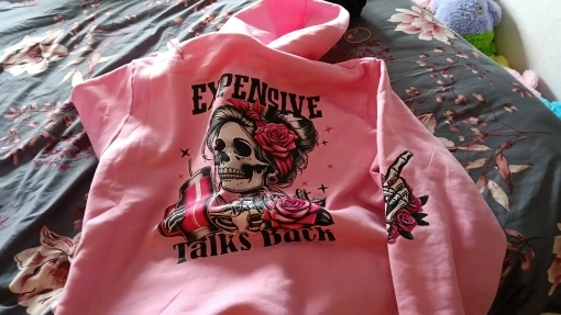 Expensive Talks Back Funny Printing Womens Plus Size Hoodie Multicolor Pullovers Fleece Autumn Sportswear Casual Pocket Hoody photo review